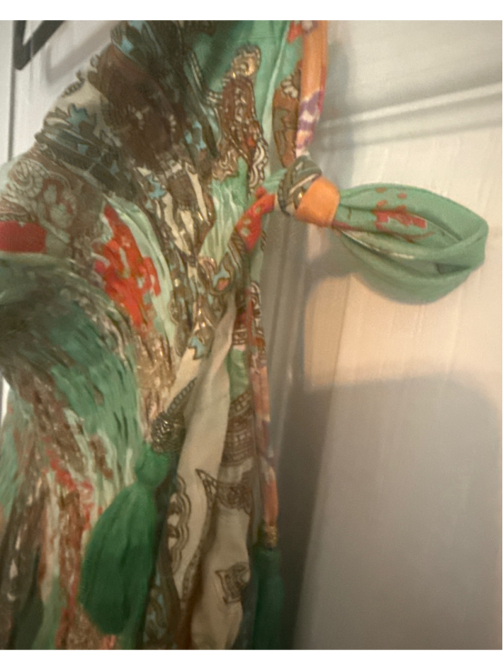 Karma Highway Maxi Dress Size OS Green Orange Paisley Print - Picture 6 of 6